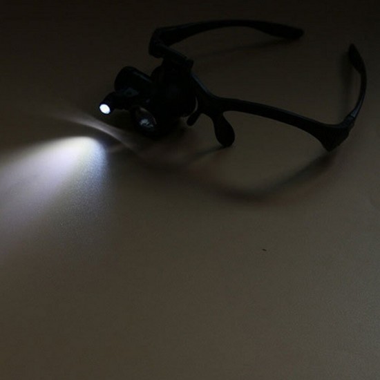 Magnifying Glass Magnifier Single Eye Multifunctional Headband LED Light Jeweler Repair with Lens