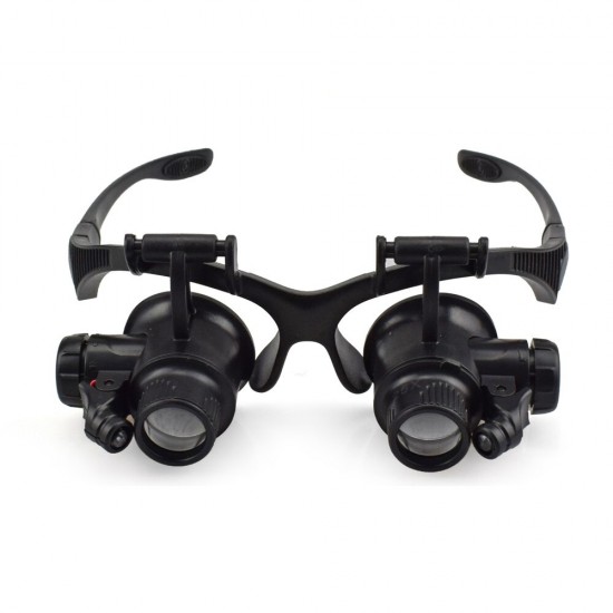 10X/15X/20X/25X Portable Head Wearing Double Eye Magnifying Glass 2 LED/8 Lens Jewelry Watchmaker Magnifiers 10X/15X/20X/25X Portable Head Wearing Double Eye Magnifying Glass 2 LED/8 Lens Jewelry Watchmaker Magnifiers