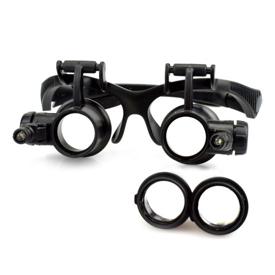 10X/15X/20X/25X Portable Head Wearing Double Eye Magnifying Glass 2 LED/8 Lens Jewelry Watchmaker Magnifiers 10X/15X/20X/25X Portable Head Wearing Double Eye Magnifying Glass 2 LED/8 Lens Jewelry Watchmaker Magnifiers