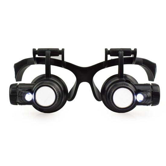 10X/15X/20X/25X Portable Head Wearing Double Eye Magnifying Glass 2 LED/8 Lens Jewelry Watchmaker Magnifiers 10X/15X/20X/25X Portable Head Wearing Double Eye Magnifying Glass 2 LED/8 Lens Jewelry Watchmaker Magnifiers