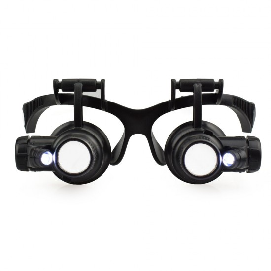 10X/15X/20X/25X Portable Head Wearing Double Eye Magnifying Glass 2 LED/8 Lens Jewelry Watchmaker Magnifiers