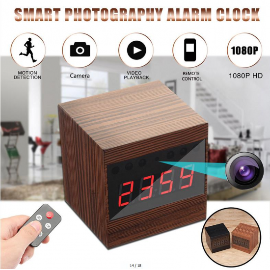 Brown A10 HD 1080P WIFI Night Vision Camera Electronic Clock IP Camera