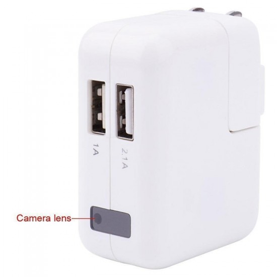 Mini 2 Port USB Wall Charger Hidden Camera 1080P HD DVR Recorder Motion Detection Power Adapter