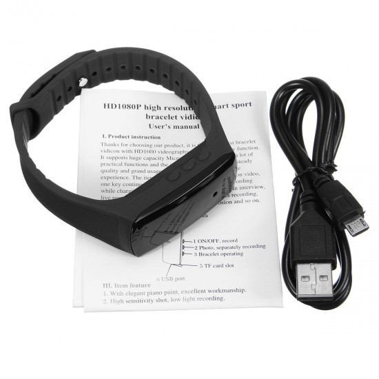 Full HD 1080P Smart Wristband Bracelet Camera Sports Watch Camcorder DVR Cam Full HD 1080P Smart Wristband Bracelet Camera Sports Watch Camcorder DVR Cam