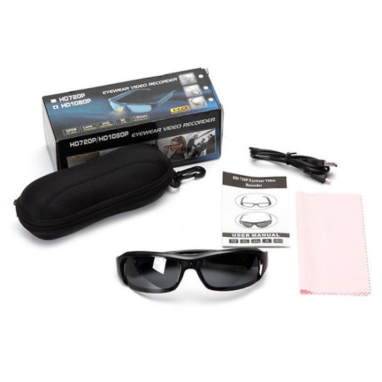 HD 1080P Eyewear Video Hidden Recorder Sun Glassess Support up to 32GB Tf Card for Meeting Learning