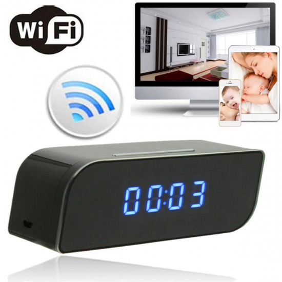 HD 720P Wireless Wifi IP Hidden Camera Motion Security Clock IR DV