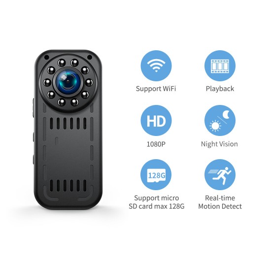 L16 1080P 2MP Lens wifi Camera 30FPS 2-Hour Recording 160°Wide Angle