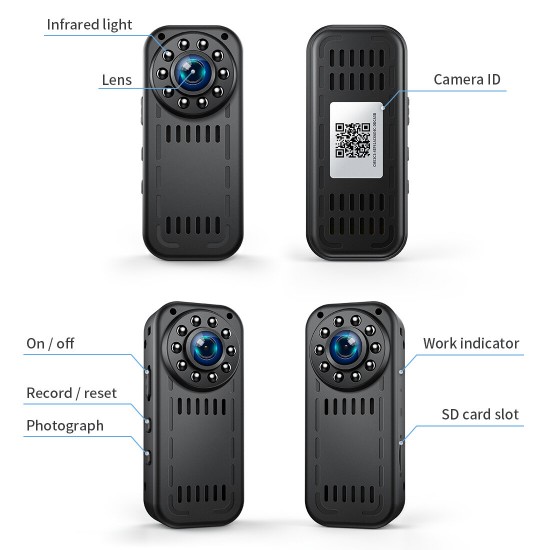 L16 1080P 2MP Lens wifi Camera 30FPS 2-Hour Recording 160°Wide Angle