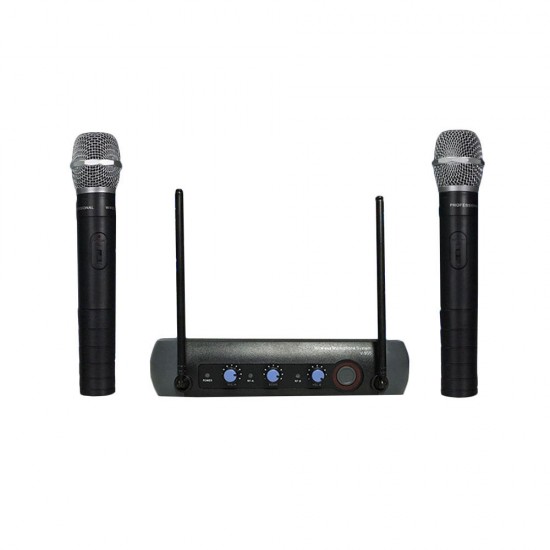 110V-220V Multifunction VHF Wireless Radio Dual Microphone System KTV Handheld Mic Household Amplifier 110V-220V Multifunction VHF Wireless Radio Dual Microphone System KTV Handheld Mic Household Amplifier