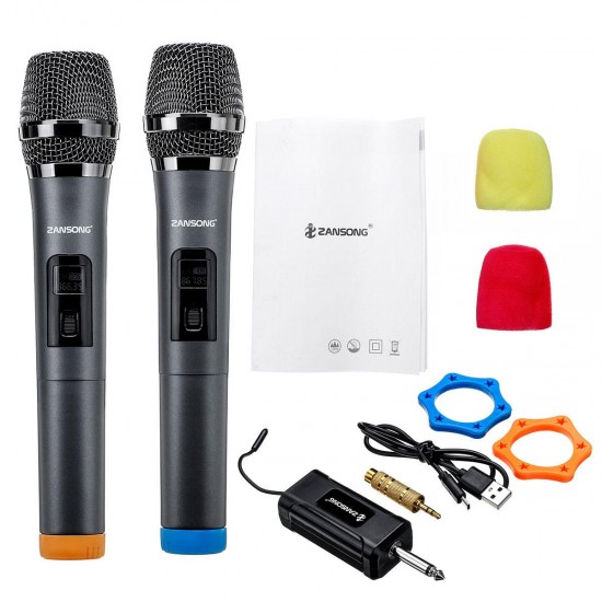 2PCS UHF Handheld LCD Wireless Karaoke KTV Party Studio Microphone Mic Receiver