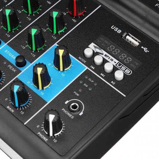 4 Channel Audio Mixer bluetooth USB Mixing Console Professional Stage Power Amplifier