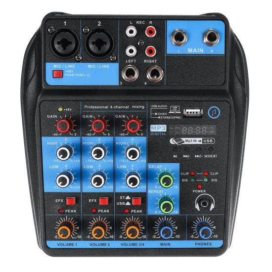 4 Channel Professional Audio Mixing Console USB bluetooth Music Stereo Mixer 4 Channel Professional Audio Mixing Console USB bluetooth Music Stereo Mixer