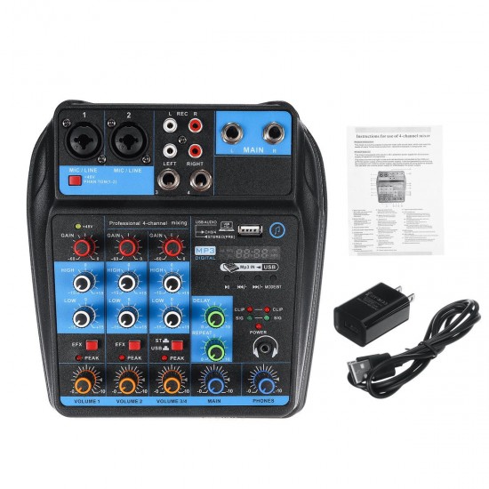 4 Channel Professional Audio Mixing Console USB bluetooth Music Stereo Mixer