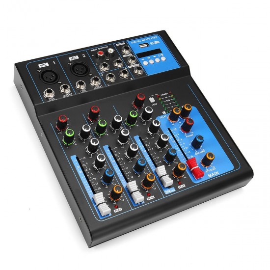 4 Channel bluetooth Professional Audio Mixer DJ Mic Mixing Console EU US Plug 4 Channel bluetooth Professional Audio Mixer DJ Mic Mixing Console EU US Plug