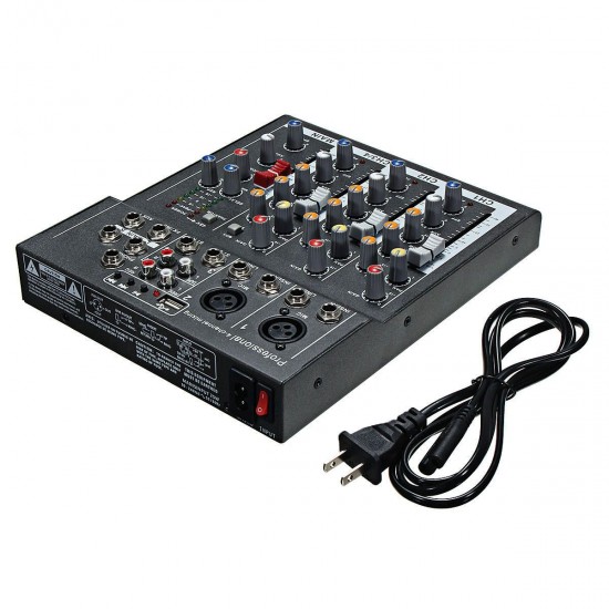 48V Professional 4-Channel Live Studio Audio Sound USB Mixer Mixing Console