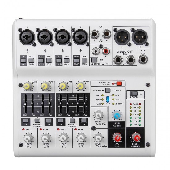 6/8 Channel USB2.0 48V Audio Mixer Mixing Console for Family KTV Speach Meeting 6/8 Channel USB2.0 48V Audio Mixer Mixing Console for Family KTV Speach Meeting