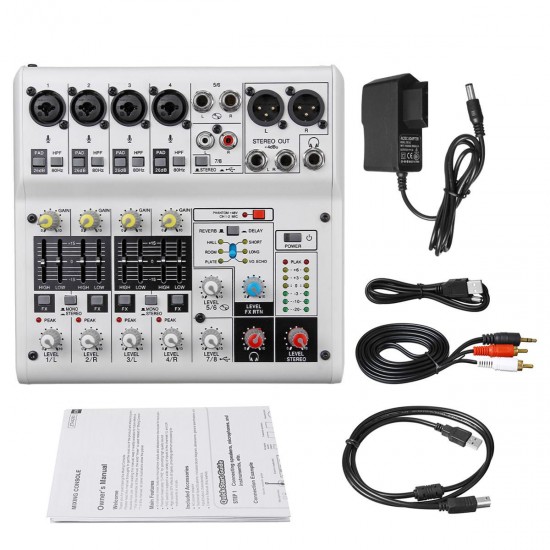 6/8 Channel USB2.0 48V Audio Mixer Mixing Console for Family KTV Speach Meeting 6/8 Channel USB2.0 48V Audio Mixer Mixing Console for Family KTV Speach Meeting