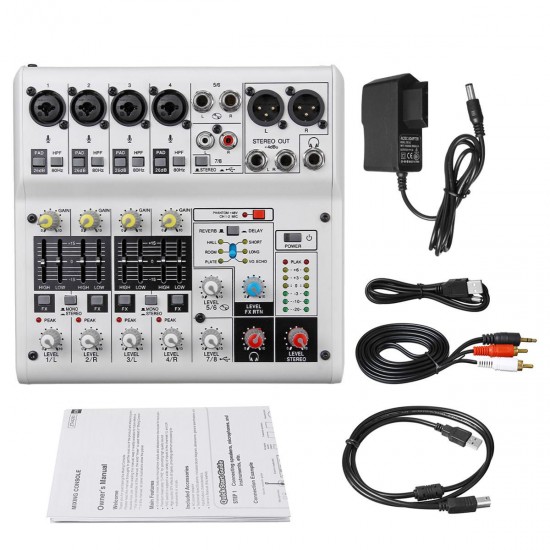 6/8 Channel USB2.0 48V Audio Mixer Mixing Console for Family KTV Speach Meeting