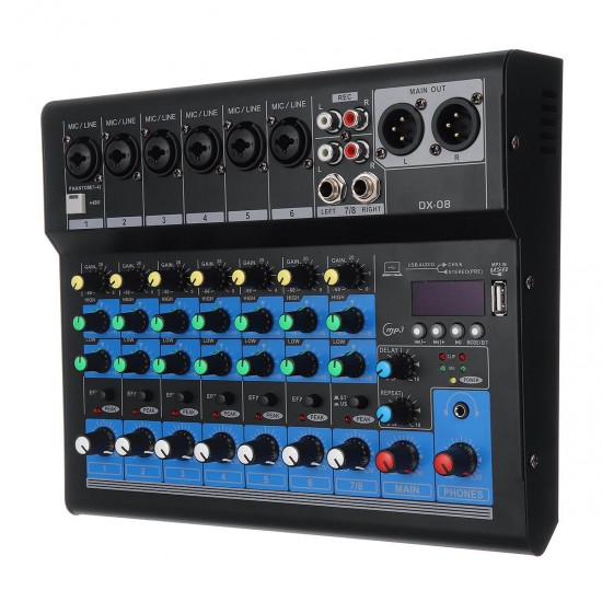 8 Channel 48V bluetooth Digital Microphone Sound Mixing Console Powerful Professional Karaoke Audio Mixer Amplifier 8 Channel 48V bluetooth Digital Microphone Sound Mixing Console Powerful Professional Karaoke Audio Mixer Amplifier