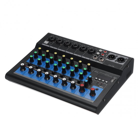 8 Channel 48V bluetooth Digital Microphone Sound Mixing Console Powerful Professional Karaoke Audio Mixer Amplifier