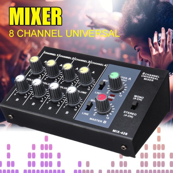 8 Channel Professional Mixing Console Digital Instrument Mic Stereo Audio Sound Mixer with for Karaoke