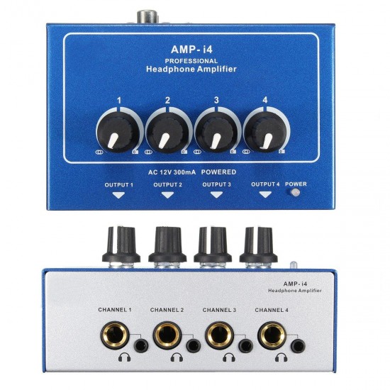 AMP-i4 Miniprofessional Portable 4 Channel Headphone Audio Stereo Amplifier Mixer