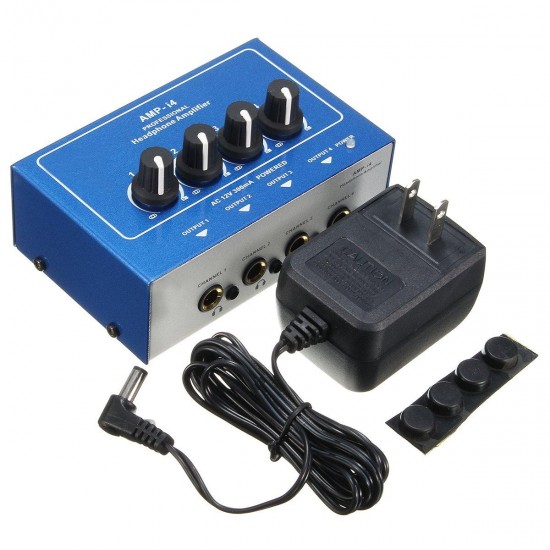 AMP-i4 Miniprofessional Portable 4 Channel Headphone Audio Stereo Amplifier Mixer