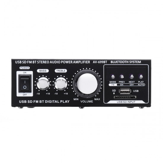 AV-699BT 400W 2CH bluetooth Home HiFi Stereo Power Amplifier Support USB Memory Card FM Radio 220V AV-699BT 400W 2CH bluetooth Home HiFi Stereo Power Amplifier Support USB Memory Card FM Radio 220V