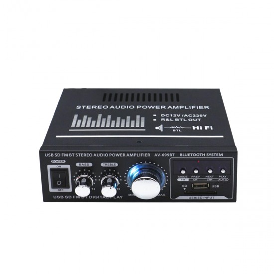 AV-699BT 400W 2CH bluetooth Home HiFi Stereo Power Amplifier Support USB Memory Card FM Radio 220V AV-699BT 400W 2CH bluetooth Home HiFi Stereo Power Amplifier Support USB Memory Card FM Radio 220V