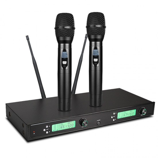 JD-200 UHF IR Professional Wireless Microphone System Karaoke Dual Handheld Mic for Stage KTV