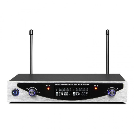 MU-899 Dual Channel Wireless Karaoke Microphone System with LCD Display for Home Party Conference Meeting Bar KTV