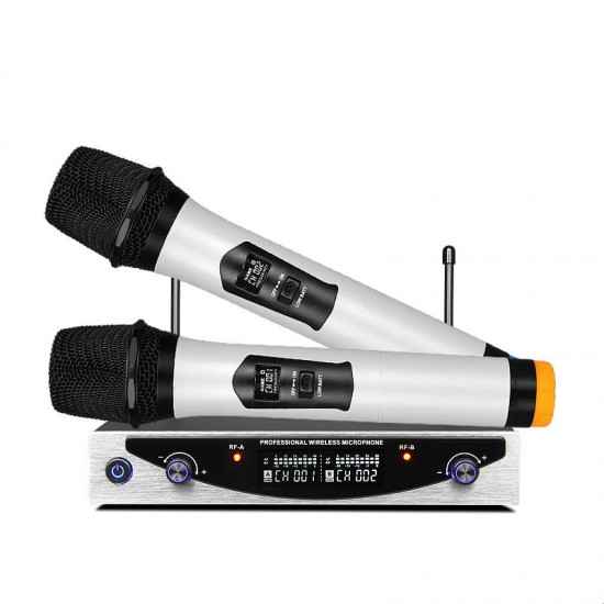 MU-899 Dual Channel Wireless Karaoke Microphone System with LCD Display for Home Party Conference Meeting Bar KTV