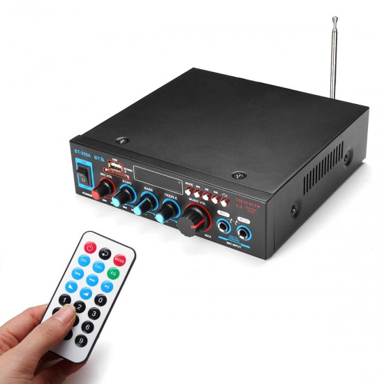 BT-309A 220V 800W 2CH Home Stereo bluetooth Amplifier Support USB FM AUX MIC Microphone