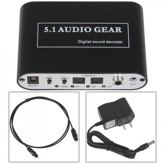 Digital Audio Decoder 5.1 Audio Gear DTS/AC-3/6CH Audio Converter LPCM To 5.1 Analog Output 2.1