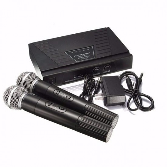 Dual Handheld VHF Wireless Radio Microphone With Receiver For KTV Music Dual Handheld VHF Wireless Radio Microphone With Receiver For KTV Music