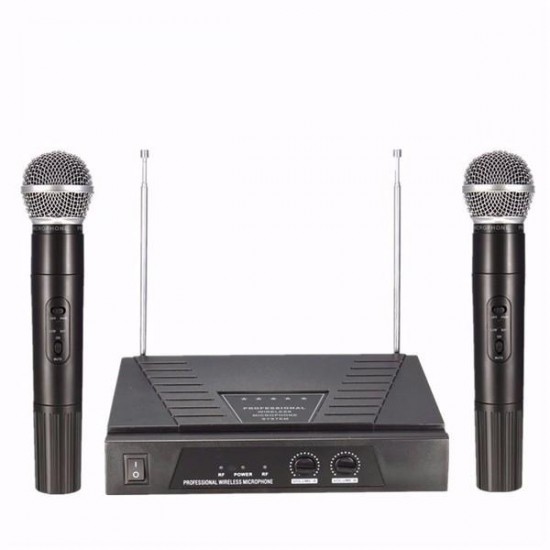 Dual Handheld VHF Wireless Radio Microphone With Receiver For KTV Music Dual Handheld VHF Wireless Radio Microphone With Receiver For KTV Music