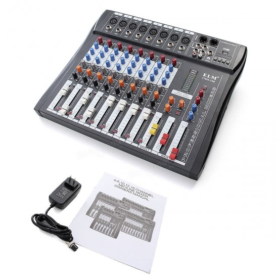 EL M CT80S 8 Channel Live Studio 48V Phantom Audio Mixer Mixing Console for DJ KTV Karaoke