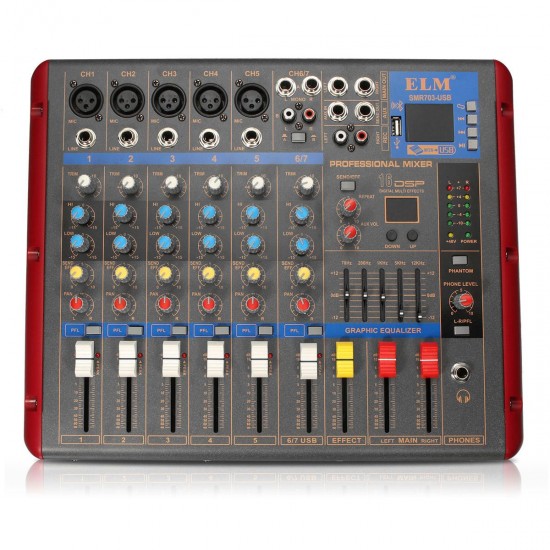 EL M SMR703-USB 6 Channel bluetooth USB Audio Mixer Mixing Console for DJ KTV Karaoke EL M SMR703-USB 6 Channel bluetooth USB Audio Mixer Mixing Console for DJ KTV Karaoke