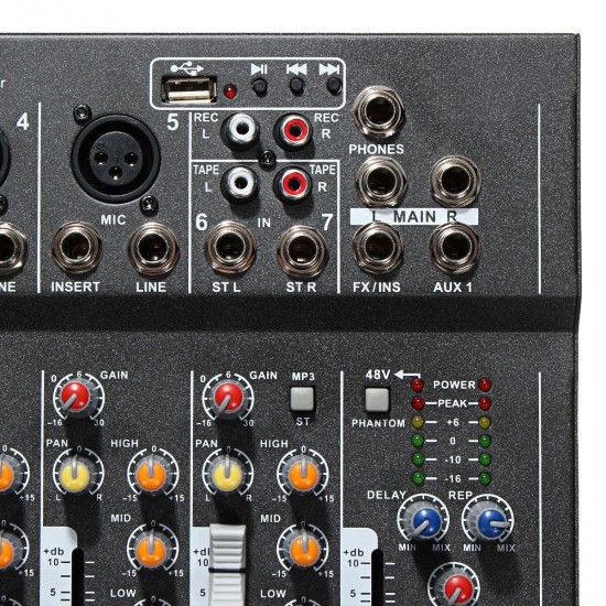 7 Channel Professional Live Studio Audio Mixer USB Mixing Console KTV DJ Karaoke