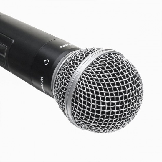 A-666 UHF Wireless 2Ch Handheld Mic Cardioid Microphone System for Kraoke Speech Party