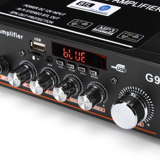 G919 2x180W bluetooth HIFI Karaoke Amplifier Support FM Memory Card USB Microphone G919 2x180W bluetooth HIFI Karaoke Amplifier Support FM Memory Card USB Microphone