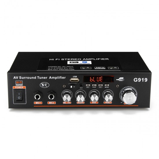 G919 2x180W bluetooth HIFI Karaoke Amplifier Support FM Memory Card USB Microphone G919 2x180W bluetooth HIFI Karaoke Amplifier Support FM Memory Card USB Microphone