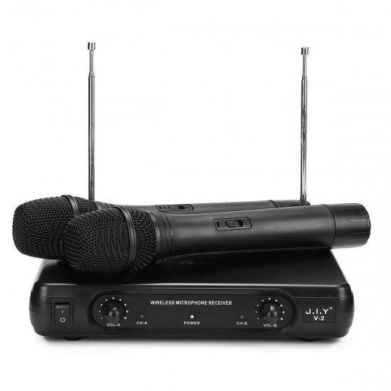 V-2 Dual Wireless Handheld VHF Microphone System LCD Display Mic Karaoke KTV Microphones Upgrade V-2 Dual Wireless Handheld VHF Microphone System LCD Display Mic Karaoke KTV Microphones Upgrade