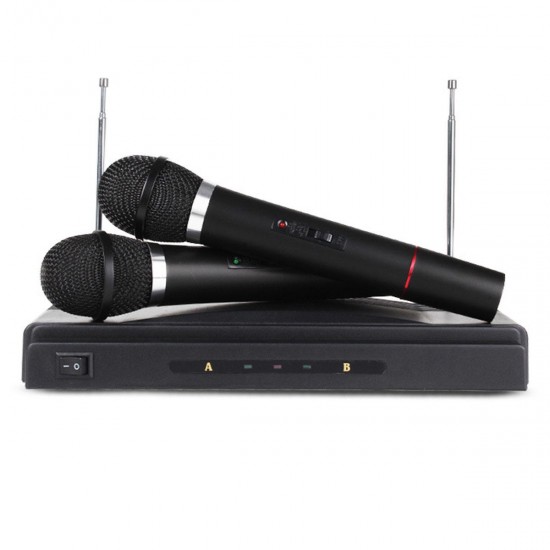 Wireless Microphone System KTV Dual Handheld Mic Cordless Receiver