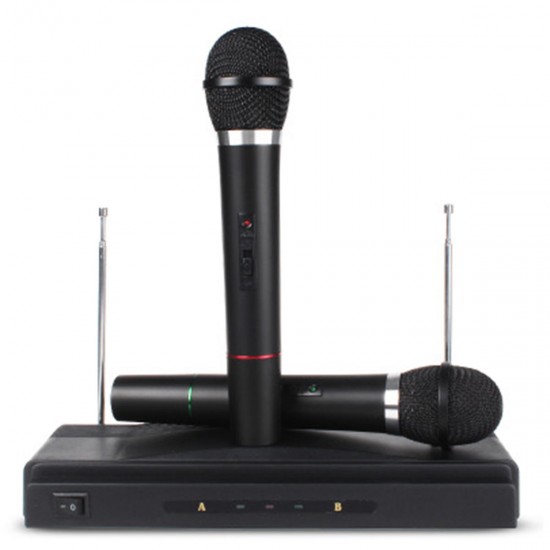 Wireless Microphone System KTV Dual Handheld Mic Cordless Receiver