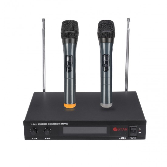 LED Display 2 Channel Karaoke Wireless Handheld Microphone Cordless Dual Mic System with Receiver LED Display 2 Channel Karaoke Wireless Handheld Microphone Cordless Dual Mic System with Receiver