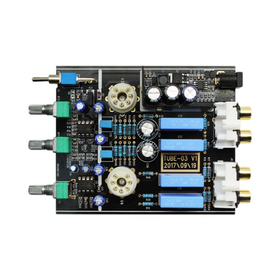 03 MINI Bile Preamp Tube Amplifier Buffer HIFI Audio Preamplifier Treble Bass Adjustment Pre-amps DC12V Power Plug