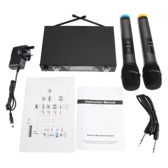 Portable UHF 2 Channel Wireless Microphone 500-599 Mhz Karaoke Wedding Evening Party DJ EU UK US Plug Home Theatre System Portable UHF 2 Channel Wireless Microphone 500-599 Mhz Karaoke Wedding Evening Party DJ EU UK US Plug Home Theatre System