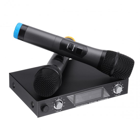 Portable UHF 2 Channel Wireless Microphone 500-599 Mhz Karaoke Wedding Evening Party DJ EU UK US Plug Home Theatre System Portable UHF 2 Channel Wireless Microphone 500-599 Mhz Karaoke Wedding Evening Party DJ EU UK US Plug Home Theatre System