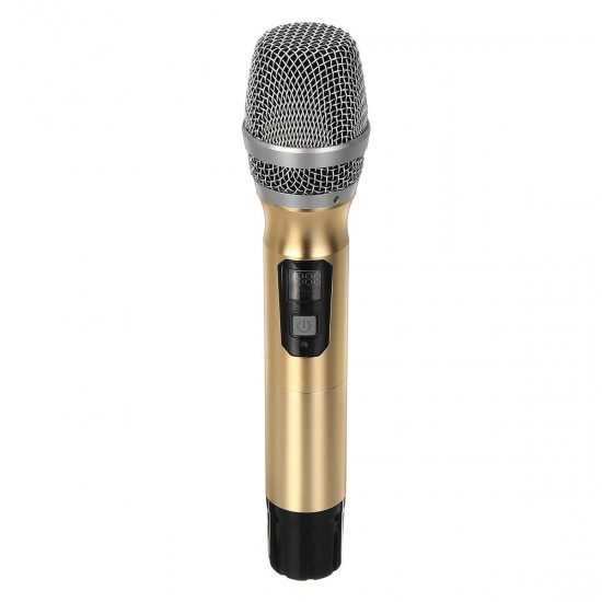 Portable UHF Wireless Microphone System 2 Handheld Mics Speaker Player with Digital Receiver for Stage Bar Show Perform